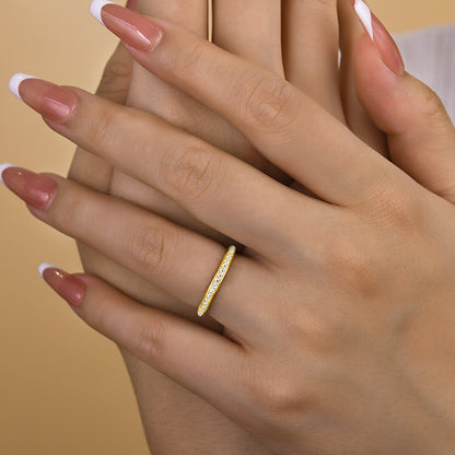 925 Silver Gold Plated 0.36ct Round Diamond Band