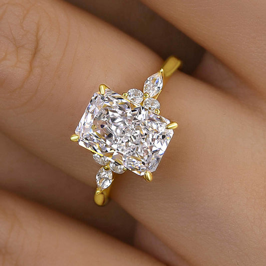 3.5 Carat Radiant Cut Diamond Marquise Halo Ring