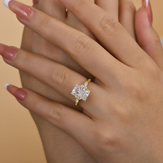 3.5 Carat Radiant Cut Diamond Marquise Halo Ring