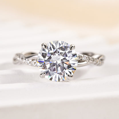 2.0ct Twisted Round Cut Ring - Tri-Gold Options