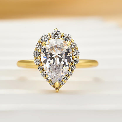 1.75ct Pear Cut Halo Travel Ring