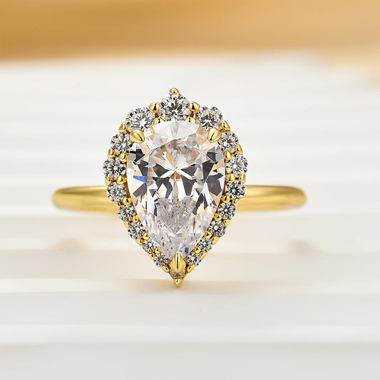 1.75ct Pear Cut Halo Travel Ring