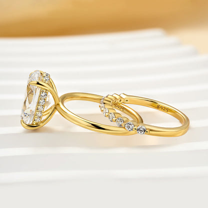 5.5CT Oval Cut Gold Diamond Ring with 0.4CT Band