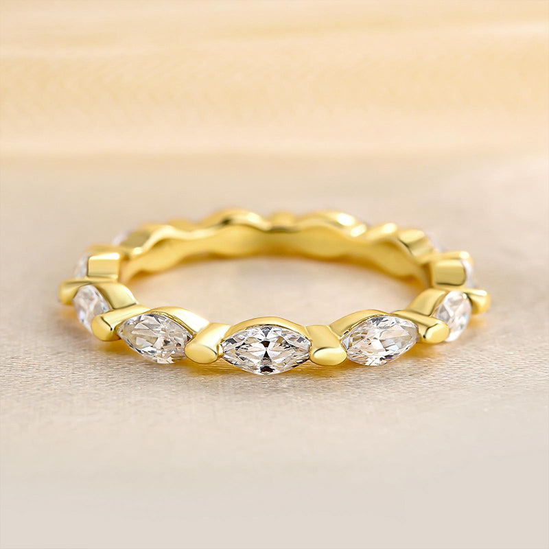 925 Silver Two-Tone 1ct Marquise Diamond Band