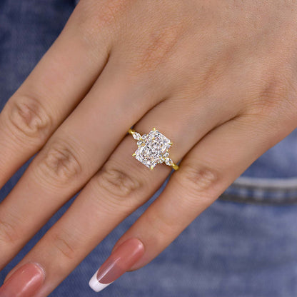 3.5 Carat Radiant Cut Diamond Marquise Halo Ring