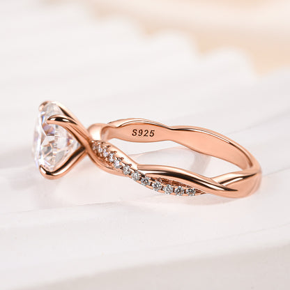 2.0ct Twisted Round Cut Ring - Tri-Gold Options