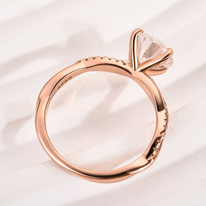 2.0ct Twisted Round Cut Ring - Tri-Gold Options