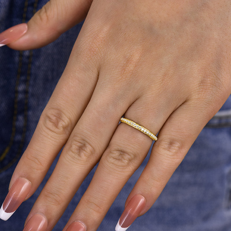 925 Silver Gold Plated 0.36ct Round Diamond Band