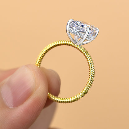 925 Silver Two-Tone 2.5Ct Crushed Ice Cushion Engagement Ring