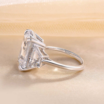 7 Carat Emerald Cut Three Stone Engagement Ring
