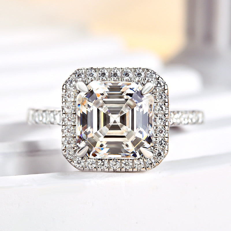 3.0 Carat Asscher Cut Diamond Halo Ring