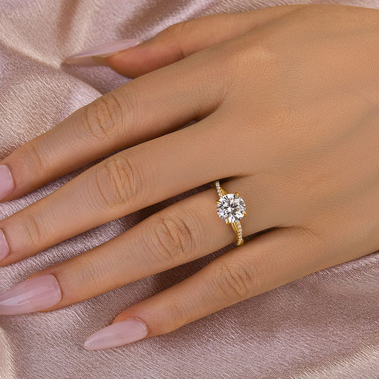 2.0ct Twisted Round Cut Ring - Tri-Gold Options