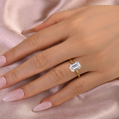3.5CT Emerald Cut Moissanite Ring 925 Silver