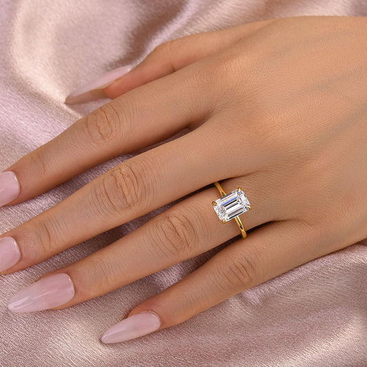 3.5CT Emerald Cut Moissanite Ring 925 Silver