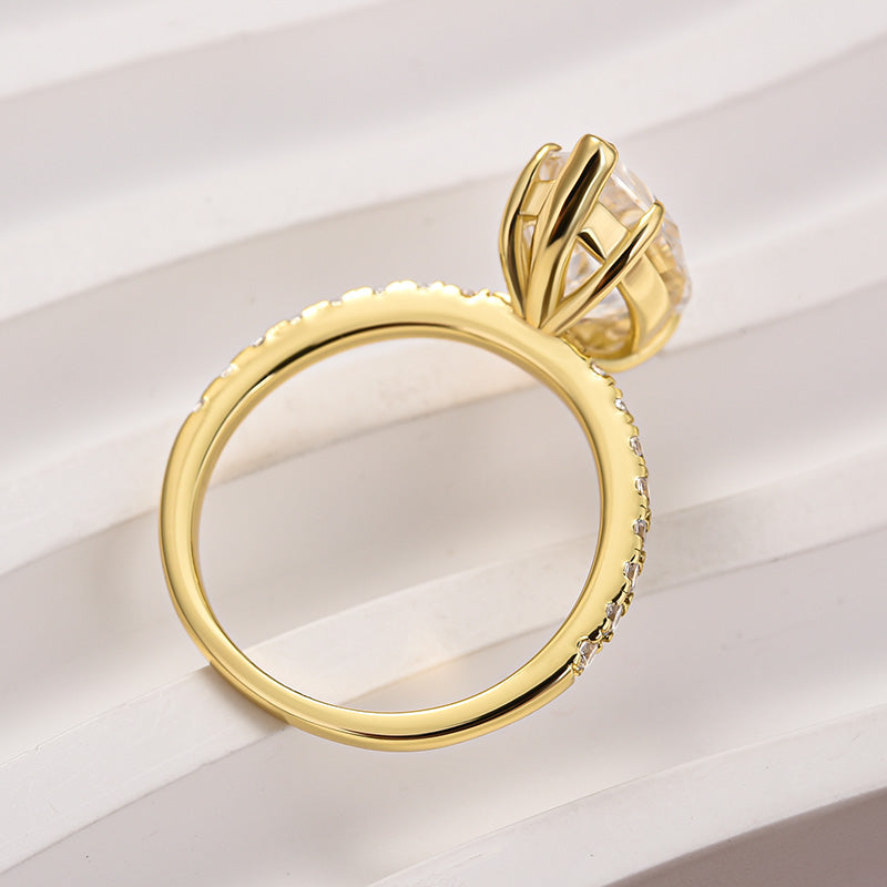 4.0CT Marquise Moissanite Ring – 925 Silver 18K Gold Plated