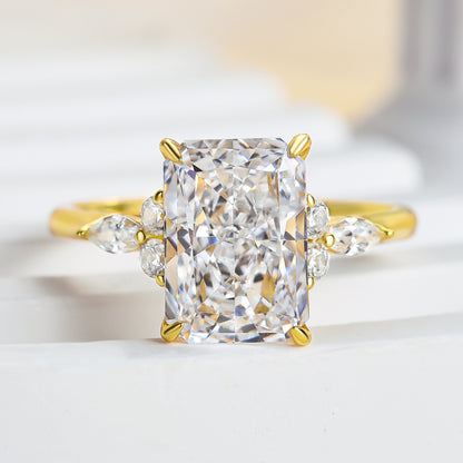 3.5 Carat Radiant Cut Diamond Marquise Halo Ring