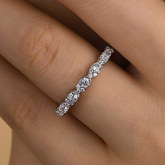 925 Silver Rose & White Gold 1ct Diamond Wedding Band