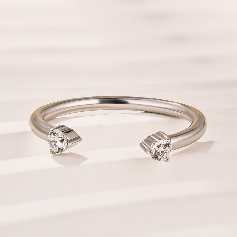0.1Ct Simulated Diamond Band - Yellow/White Gold Plated 925 Silver
