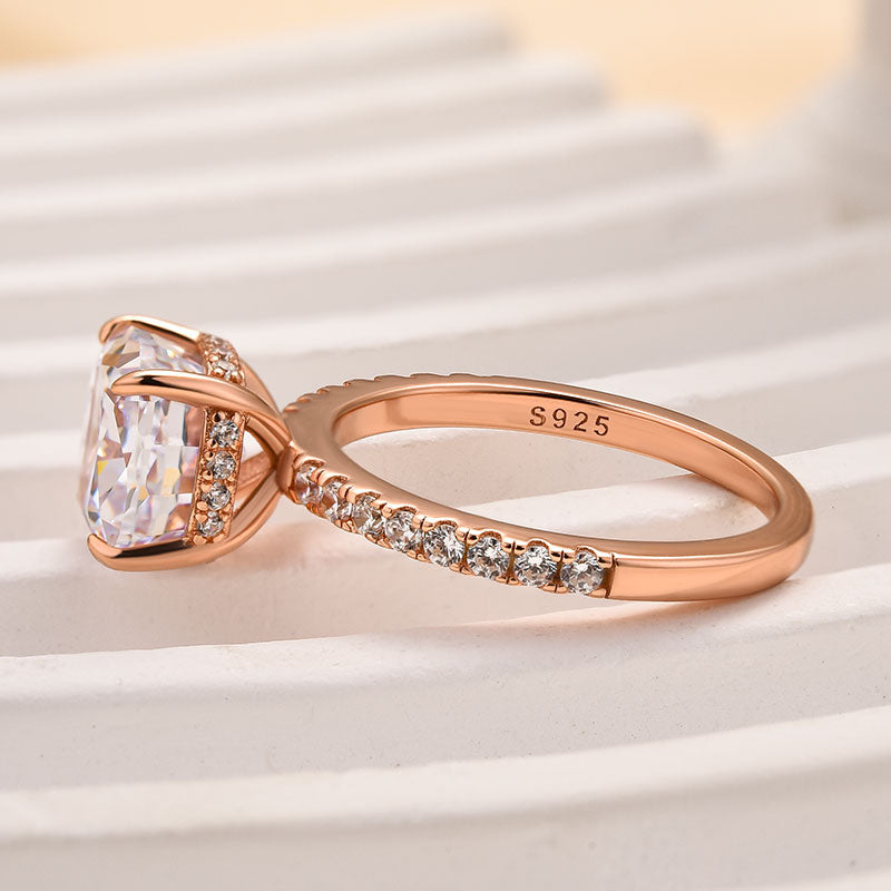 3Ct Cushion Simulated Diamond Ring 925 Silver Rhodium Plated