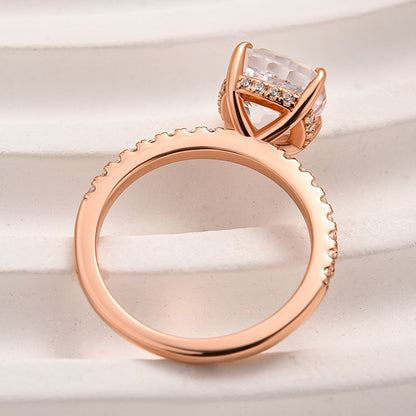 3Ct Cushion Simulated Diamond Ring 925 Silver Rhodium Plated