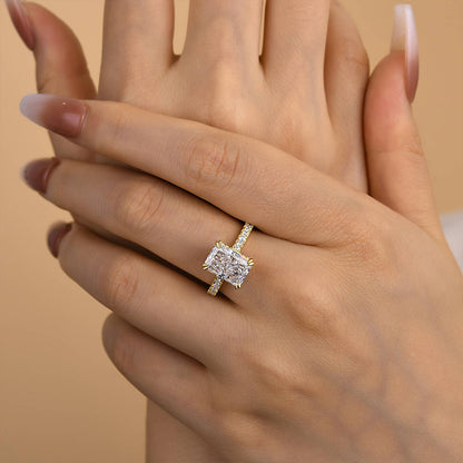 3.5 Carat Radiant Cut Engagement Ring Yellow Gold Plated