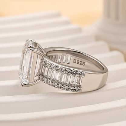 5.0ct Emerald Cut Diamond Wide Band Engagement Ring