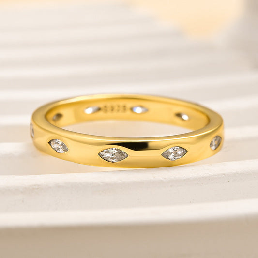 925 Silver Gold Plated Marquise Cut Diamond Band