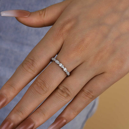 925 Silver Rose & White Gold 1ct Diamond Wedding Band