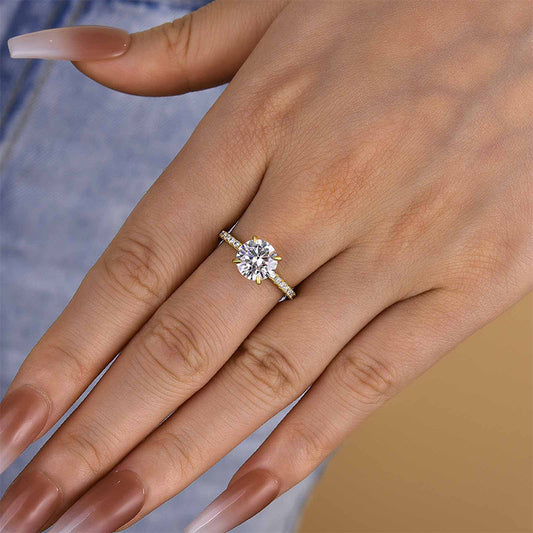 Classic Round Cut Solitaire Engagement Ring Sterling Silver