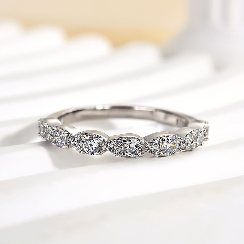 925 Silver Rose & White Gold 1ct Diamond Wedding Band
