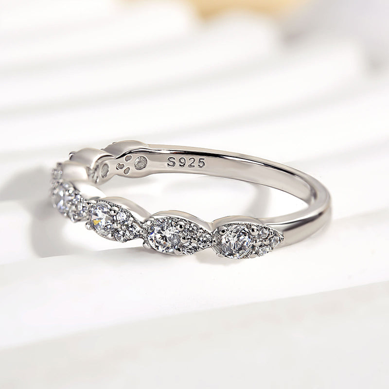 925 Silver Rose & White Gold 1ct Diamond Wedding Band