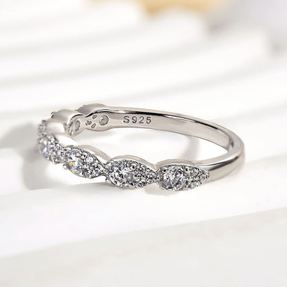 925 Silver Rose & White Gold 1ct Diamond Wedding Band