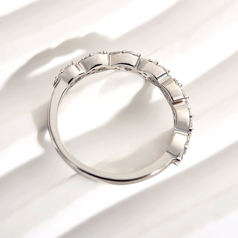 925 Silver Rose & White Gold 1ct Diamond Wedding Band