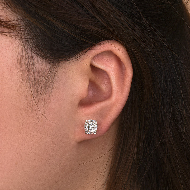 2Ct Cushion Cut Moissanite Earrings 925 Silver