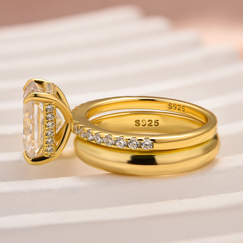 35 Carat Radiant Cut Moissanite Ring Two-Tone Gold