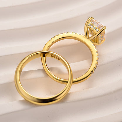 35 Carat Radiant Cut Moissanite Ring Two-Tone Gold