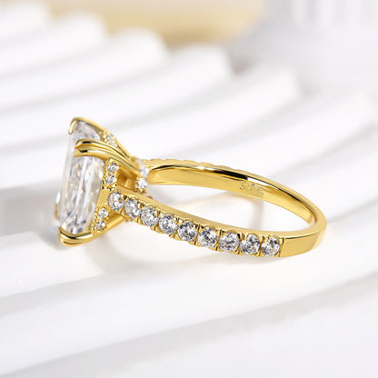 3.5 Carat Radiant Cut Engagement Ring Yellow Gold Plated