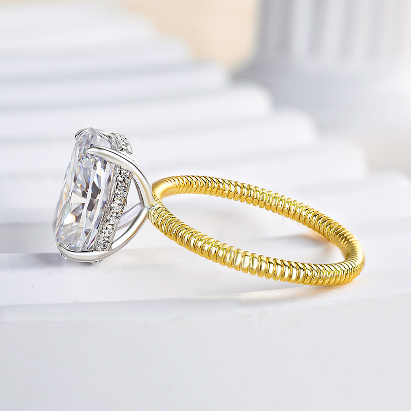 925 Silver Two-Tone 2.5Ct Crushed Ice Cushion Engagement Ring