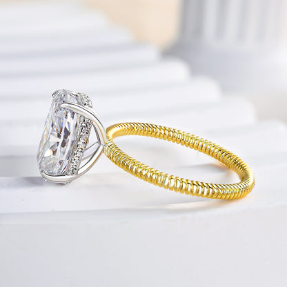 925 Silver Two-Tone 2.5Ct Crushed Ice Cushion Engagement Ring