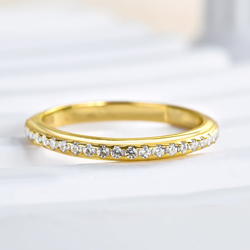 925 Silver Gold Plated 0.36ct Round Diamond Band