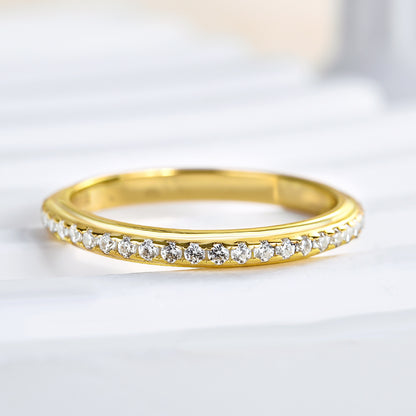 925 Silver Gold Plated 0.36ct Round Diamond Band