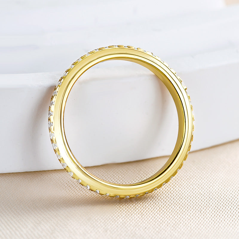 925 Silver Gold Plated 0.36ct Round Diamond Band