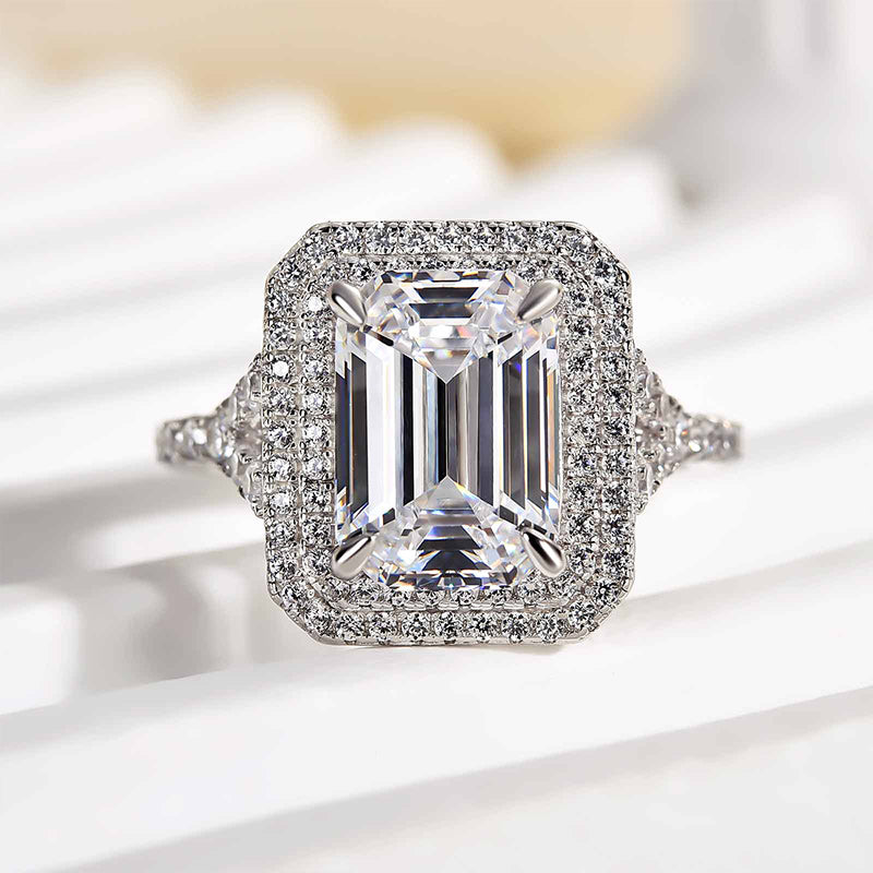 3.0 Carat Emerald Cut Halo Engagement Ring