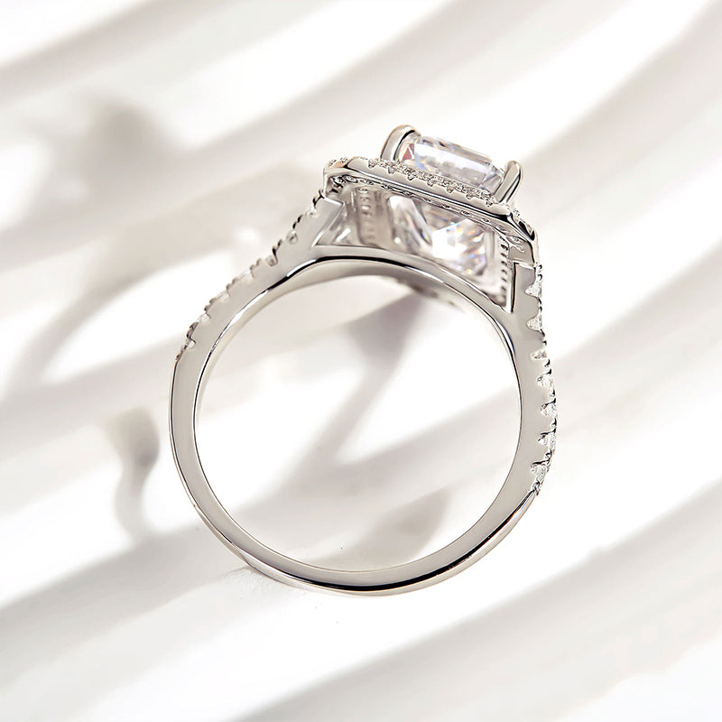 3.0 Carat Emerald Cut Halo Engagement Ring