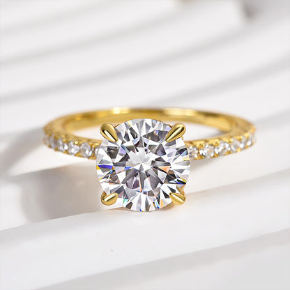 Classic Round Cut Solitaire Engagement Ring Sterling Silver
