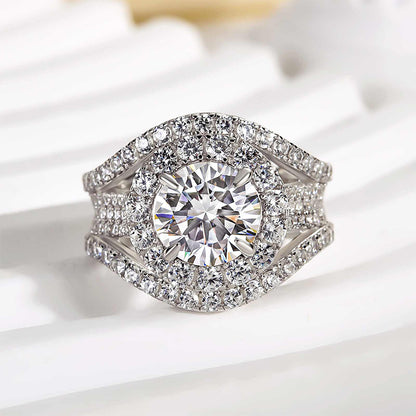 2 Carat Round Cut Halo Engagement Ring Split Shank