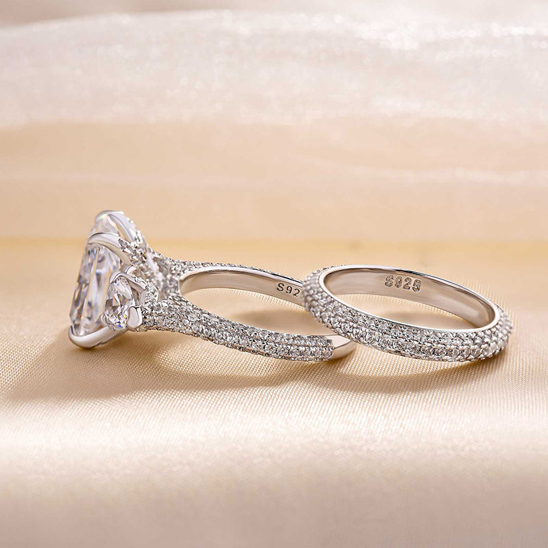 Radiant & Heart Cut Diamond Wedding Set - White Gold