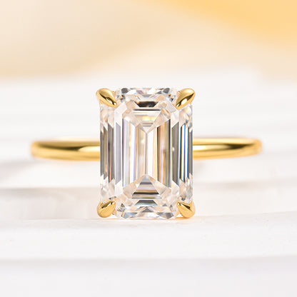 3.5CT Emerald Cut Moissanite Ring 925 Silver