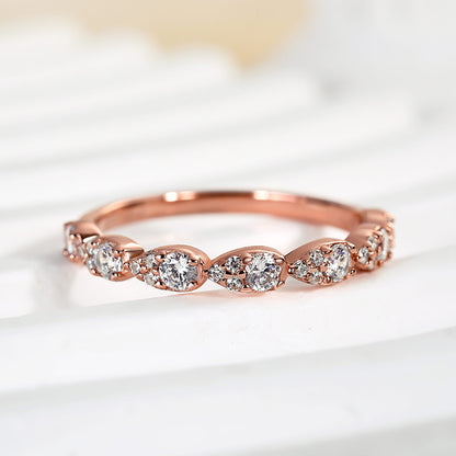 925 Silver Rose & White Gold 1ct Diamond Wedding Band