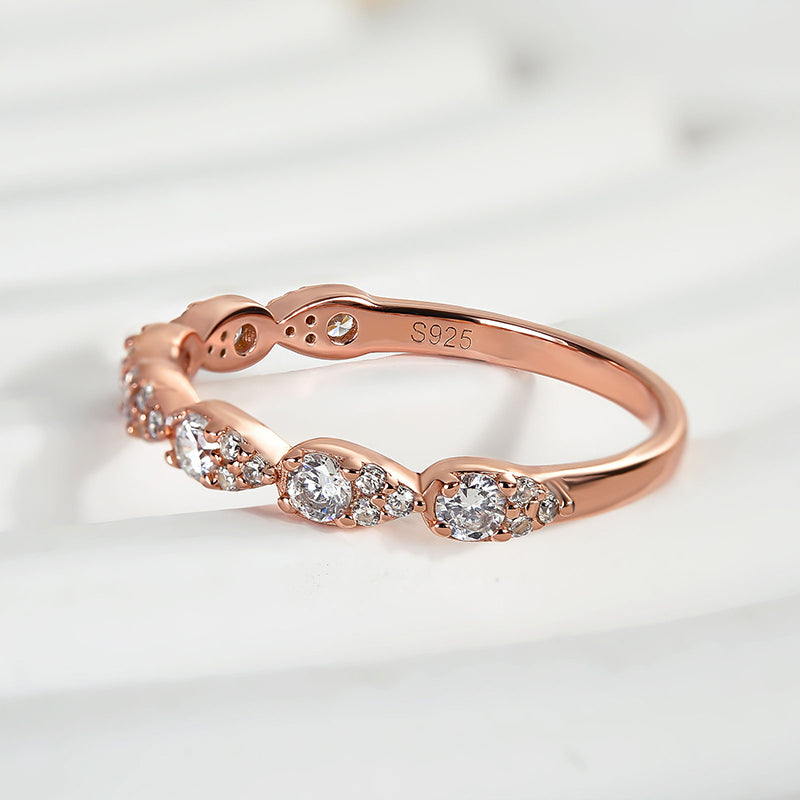 925 Silver Rose & White Gold 1ct Diamond Wedding Band